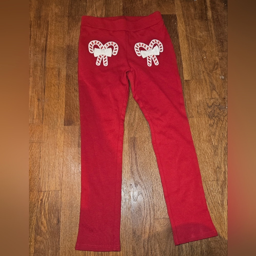 Gymboree Red Leggings with Candy Cane Design